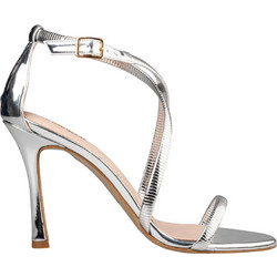 Envie Shoes Γυναικεία Πέδιλα Δερμάτινα Ασημί με Λεπτό Ψηλό Τακούνι M03-23979-21