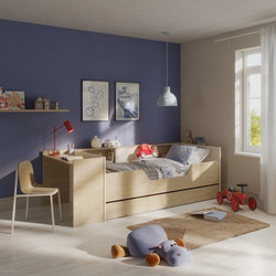 InsideHome Baya Παιδικό Κρεβάτι Μονό για Στρώμα 90x140cm με Γραφείο & Αποθηκευτικό Χώρο 0101.GM43