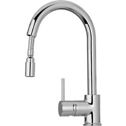 Macart Cox 591 Μπαταρία Κουζίνας Πάγκου Διπλής Παροχής Ανάμεικτη με Ντουζ Inox