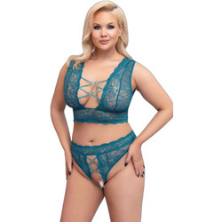 Cottelli Σετ Sexy Εσώρουχα Αυτοκινήτου See Through με Δαντέλα Πετρόλ 22141054051