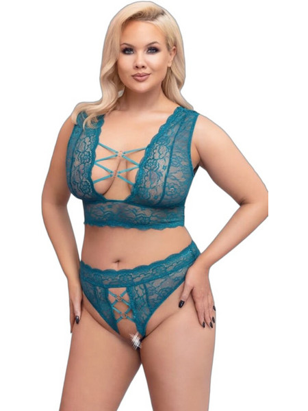 Cottelli Σετ Sexy Εσώρουχα Αυτοκινήτου See Through με Δαντέλα Πετρόλ 22141054051