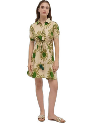 Inart Ble Mini Καλοκαιρινό Καθημερινό Φόρεμα Floral Κίτρινο 5-41-666-0082