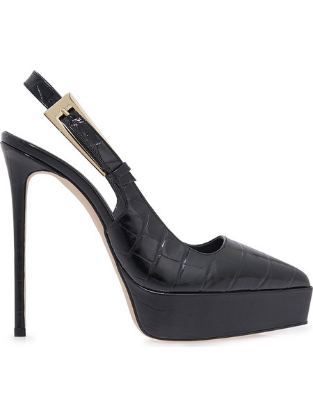 Lara Conte Γόβες Slingback Δερμάτινες με Τακούνι Στιλέτο με Φιάπα Μαύρες V457A063655G-R1411