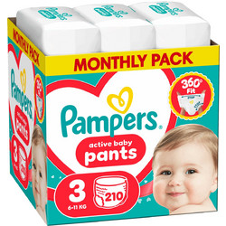 Pampers Active Baby Monthly Pack Πάνες Βρακάκι No3 6-11kg 210τμχ