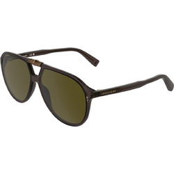 Longchamp LO800S 200 Ανδρικά Γυαλιά Ηλίου Aviator Κοκάλινα Μαύρα με Πράσινο Φακό