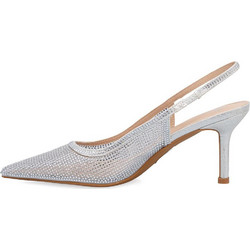 Exe Γόβες Slingback Δερμάτινες με Τακούνι Στιλέτο με Στρας Ασημί W47007434-6Y7