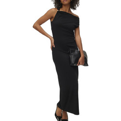 Vero Moda Maxi Καλοκαιρινό Βραδινό Φόρεμα Μεταξωτό Μαύρο 10344394