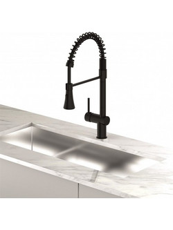 Inter Ceramic 7561017 Μπαταρία Κουζίνας Πάγκου Διπλής Παροχής Ανάμεικτη Εξωτερικό Σπιραλ Μαύρη