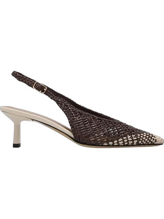 KALOGIROU Γόβες Slingback Δερμάτινες με Λεπτό Χαμηλό Τακούνι Σοκολατί R206