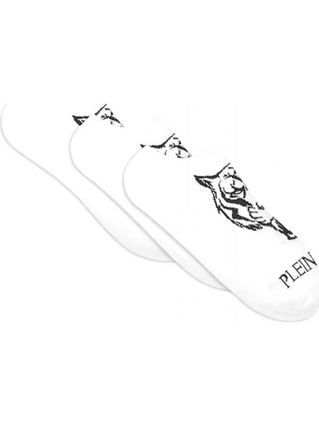 Philipp Plein Ανδρικές Κάλτσες Ψηλές με Σχέδια Λευκές 3Pack UUY0034-STE003N-01