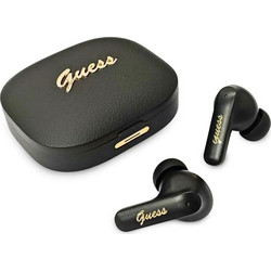 Guess 4G Script Metal Logo Ακουστικά Bluetooth In Ear Black