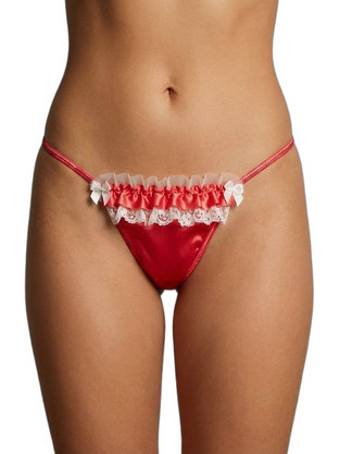Milena By Paris Γυναικείο Sexy String με Δαντέλα Κόκκινο 6972