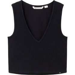 Tom Tailor Γυναικείο Καλοκαιρινό Crop Top Ριπ Μαύρο 1038650-14482
