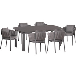 HomeMarkt Shanks Σετ Τραπεζαρία Κήπου Αλουμίνιο 7τμχ Γκρι HM10909.01