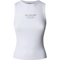 Pepe Jeans Viv Γυναικείο Καλοκαιρινό Top Ριπ Λευκό PL506032-800