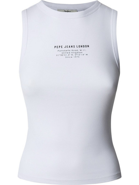 Pepe Jeans Viv Γυναικείο Καλοκαιρινό Top Ριπ Λευκό PL506032-800