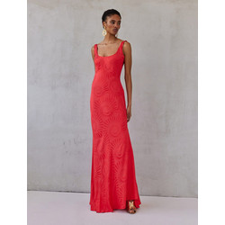 Mix & Match Emeline Maxi Καλοκαιρινό Φόρεμα για Γάμο / Βάπτιση Μεταξωτό Κόκκινο SS2626