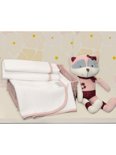 Baby Oliver Des 312 Πάνα Αγκαλιάς Φανελένια Λευκή Ροζ 80x80cm