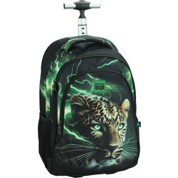 Back Me UP Thunder Cat Σχολική Τσάντα Τρόλεϊ Δημοτικού Μαύρη Πράσινη 357-46074