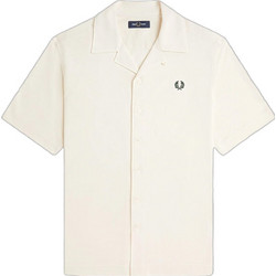Fred Perry Ανδρικό Πουκάμισο Βαμβακερό Κοντομάνικο Κανονική Γραμμή Μπεζ M1745-560