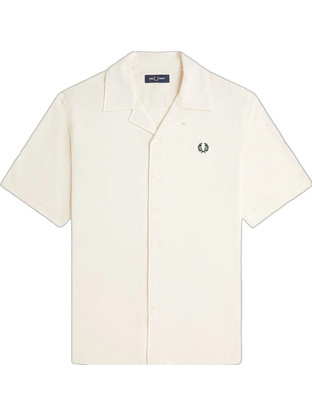 Fred Perry Ανδρικό Πουκάμισο Βαμβακερό Κοντομάνικο Κανονική Γραμμή Μπεζ M1745-560