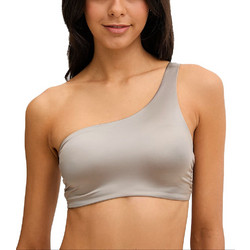 Calvin Klein Bikini Top με Έναν Ώμο Ασημί LV00Q61114