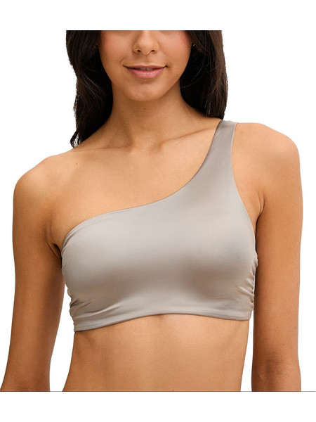 Calvin Klein Bikini Top με Έναν Ώμο Ασημί LV00Q61114