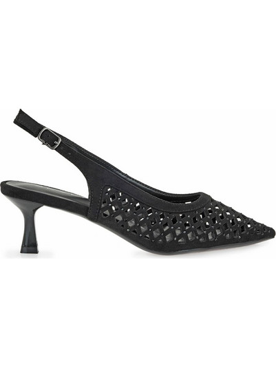 Seven Γόβες Slingback με Λεπτό Χαμηλό Τακούνι & Στρας Μαύρες W470V5323-A93