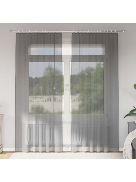 vidaXL Σετ Κουρτίνες Παραθύρου με Γάντζους 140x225 2 τμχ 4102183 Σκούρο Γκρι