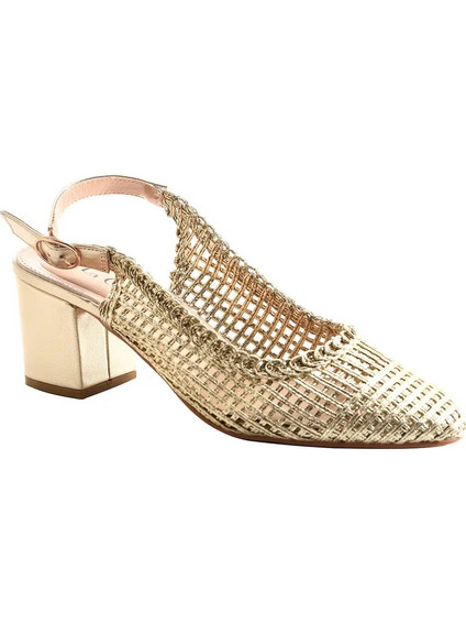 La Coquette Γόβες Slingback με Χοντρό Χαμηλό Τακούνι Χρυσές S22020-13GOLD