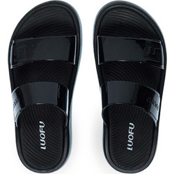 Luofu Γυναικείες Παντόφλες Καλοκαιρινές Flatforms Ανατομικές Μαύρες 11833125