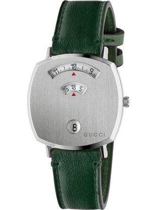 Gucci Ανδρικό Ρολόι με Πράσινο Δερμάτινο Λουράκι YA157406
