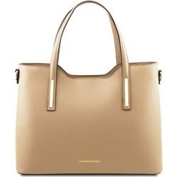 Tuscany Leather Γυναικεία Τσάντα Χειρός Δερμάτινη Μπεζ TL141412