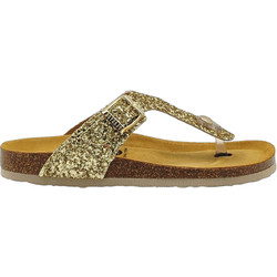 Plakton Glitter Δερμάτινες Γυναικείες Σαγιονάρες Ανατομικές Χρυσές 181671