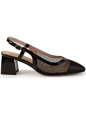 Versace 19V69 Γόβες Slingback Λουστρίνι με Χοντρό Χαμηλό Τακούνι Μαύρες AMF125-3