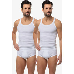 Minerva Αμάνικα Ανδρικά Φανελάκια Βαμβακερά Σετ 2Pack Λευκά 90-10902-005