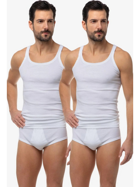 Minerva Αμάνικα Ανδρικά Φανελάκια Βαμβακερά Σετ 2Pack Λευκά 90-10902-005