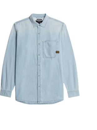 G-Star RAW Ανδρικό Πουκάμισο Τζιν Μακρυμάνικο Κανονική Γραμμή Γαλάζιο D27083-D252-H953