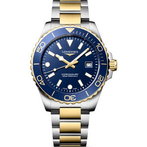 Longines HydroConquest Ανδρικό Ρολόι με Ασημί Χρυσό Μεταλλικό Μπρασελέ L3.769.3.96.7