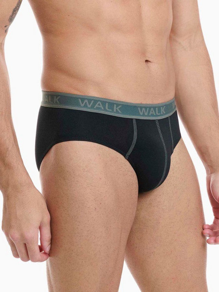 Walk Ανδρικά Σλιπ Βαμβακερά Μαύρα 2Pack W1757
