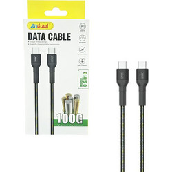 Andowl Q-SJ01 Stainless USB-C to USB-C 1m Black
