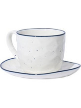 Estia Pebbles Φλιτζάνι Espresso Lungo Ελληνικού Καφέ & Τσαγιού Πορσελάνης Λευκό Μπλε 120ml 07-37086