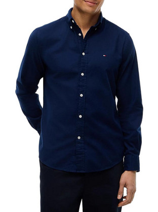 Tommy Hilfiger Ανδρικό Πουκάμισο Βαμβακερό Μακρυμάνικο Κανονική Γραμμή Navy Μπλε MW0MW40469-DCC