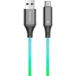Techancy TB1781 Braided LED USB-A to USB-C 1m Blue Green