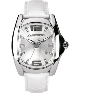 Chronotech Ανδρικό Ρολόι με Λευκό Δερμάτινο Λουράκι CT7107M06