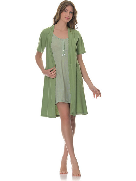PNN Nightwear Alyvia Ρόμπα Εγκυμοσύνης Καλοκαιρινή Πράσινη 0251-0405