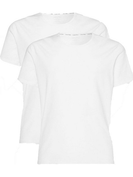 Calvin Klein Κοντομάνικα Ανδρικά Φανελάκια Μάλλινα Σετ 2Pack Λευκά 000NB1088A-100
