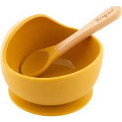 Zingies Βρεφικό Σετ Φαγητού Σιλικόνης & Bamboo Ziggy Πορτοκαλί 2τμχ