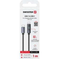 Swissten 71551075 Braided USB-C to USB-C 60W 1m Black