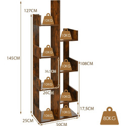 Costway Βιβλιοθήκη 50x25x145cm CB10687CF